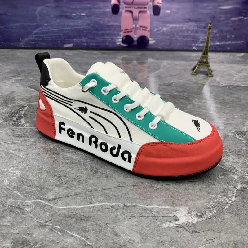 Men Chunky Sneakers Fashion Casual Secondary Leather Cowhide Fabric Breathable Increased Internal Cover Bottom Platform Shoes