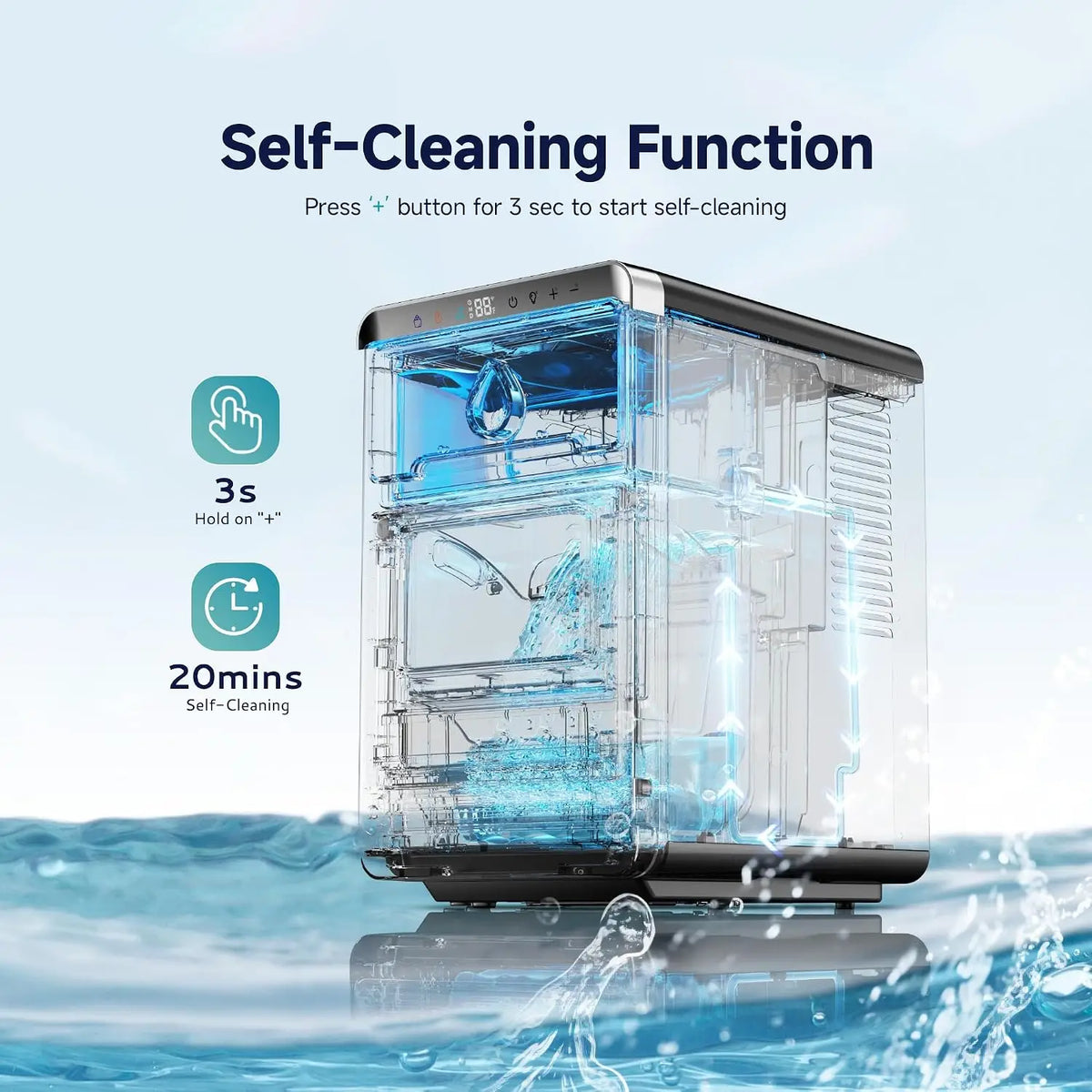 LunaArc Crescent Ice Maker Countertop, 16Pcs Ready in 12Mins, 1600Pcs/Day, Auto Deep Cleaning, Timer, Adjustable Ice Thickness,