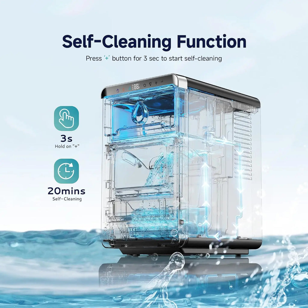 LunaArc Crescent Ice Maker Countertop, 16Pcs Ready in 12Mins, 1600Pcs/Day, Auto Deep Cleaning, Timer, Adjustable Ice Thickness,