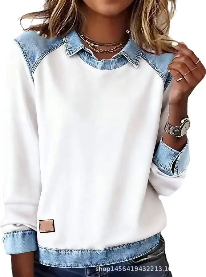 Pull Automne Femme Lapel Long Sleeve Fashionable Autumn And Winter Versatile Patchwork Pullover Womens Loose Knitted Sweater Top