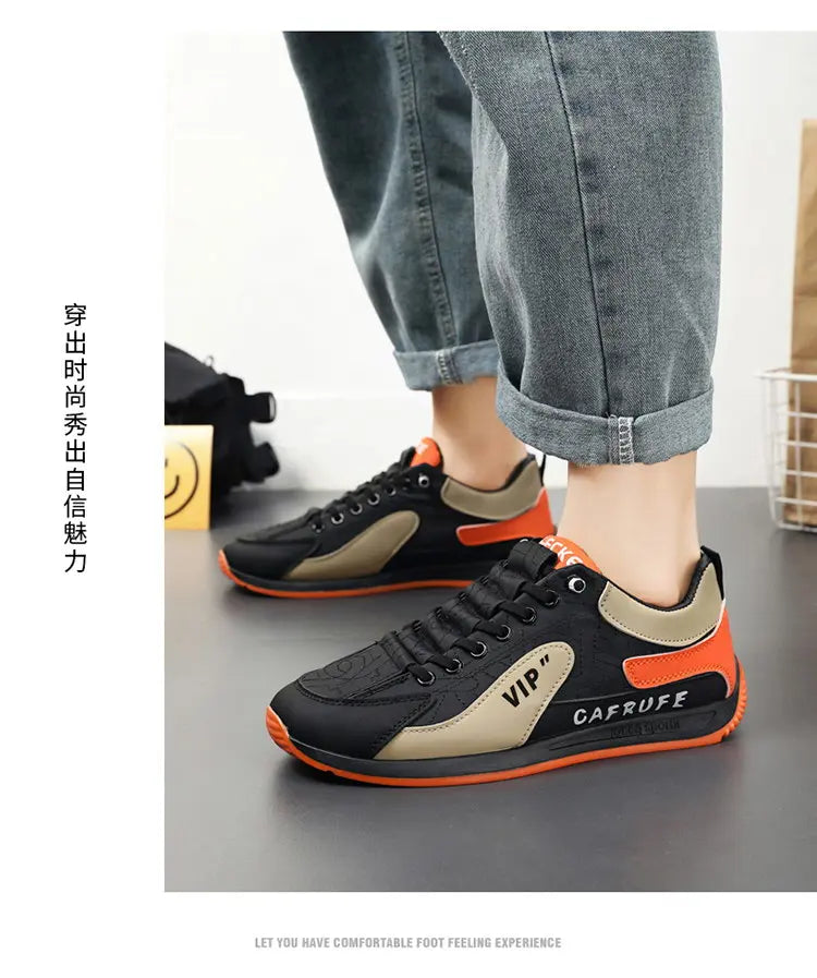 Sneakers Casual Men Retro Running Shoes Fashion Microfiber Leather Fabric Breathable Height Increased Flat Platform Board Shoes