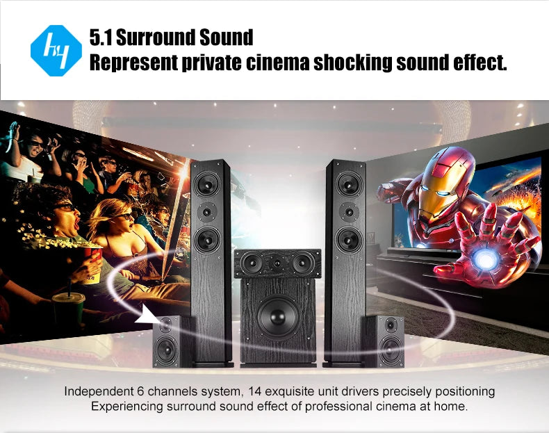 5.1 Passive Home Theater Wooden Speaker