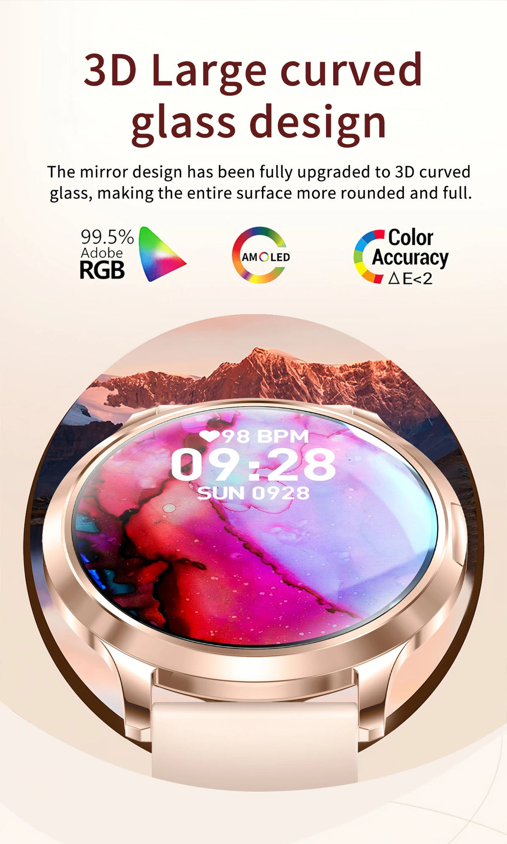 New Smart Watch Women 1.32"Ultra-thin AMOLED HD Screen Sport Fitness Bracelet Custom Watch Face Bluetooth Call Luxury Smartwatch