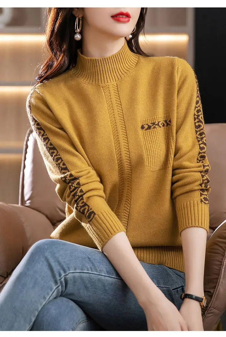 Pull Femme New High Collar Ladies Pullovers Long Sleeve Autumn Winter Knitwears Vintage Warm Sweaters For Women 2026 Bottom Tops