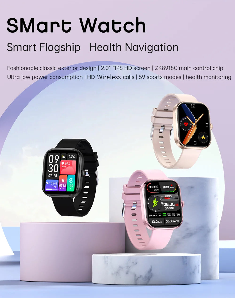 LIGE Smart Watches Ladies Bluetooth Call Sport Bracelet for Android IOS Women‘s Health Monitor Gift Music Clock Smartwatch Pink