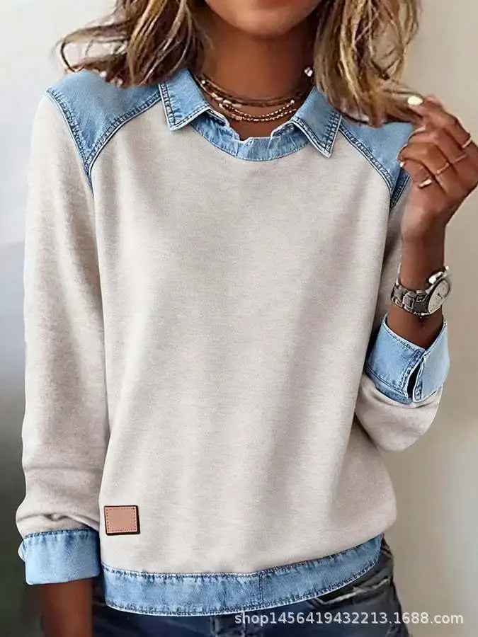 Pull Automne Femme Lapel Long Sleeve Fashionable Autumn And Winter Versatile Patchwork Pullover Womens Loose Knitted Sweater Top