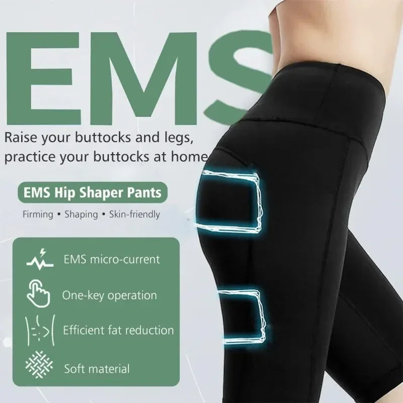 High Waist Shorts Yoga Pants with EMS Muscle Stimulator Buttock Ultimate EMS Stimulator 8 Modes 19 Intensity Levels Presoterapia