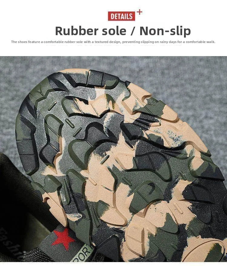 Unisex Camouflage Hiking Shoes Outdoor Training Worksite Safety Shoes Spring Summer Cotton Lined Leather Casual Shoes