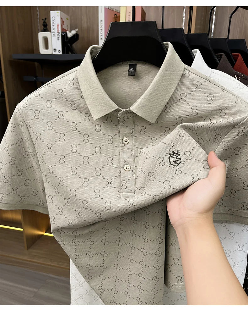 Designer brand short sleeve men's polo shirt new high-end printed summer breathable personalized fashion youth casual T-shirt