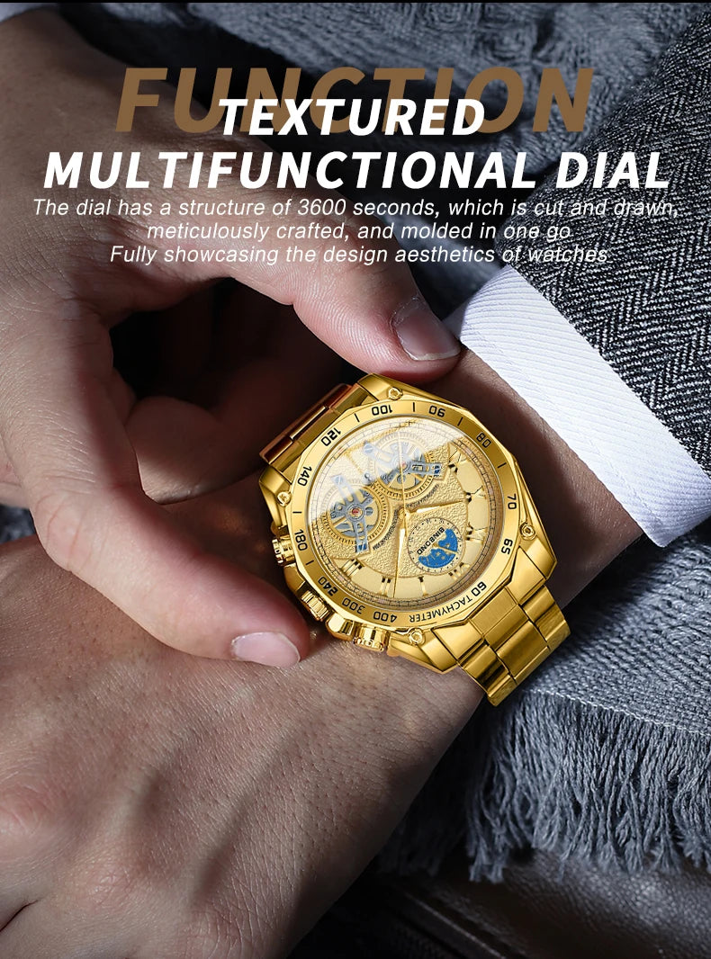 BINBOND Men Quartz Watch Luxury Analog Decorative Dial Military Sports Wristwatch Waterproof Casual Outdoor Men's Wrist Watch