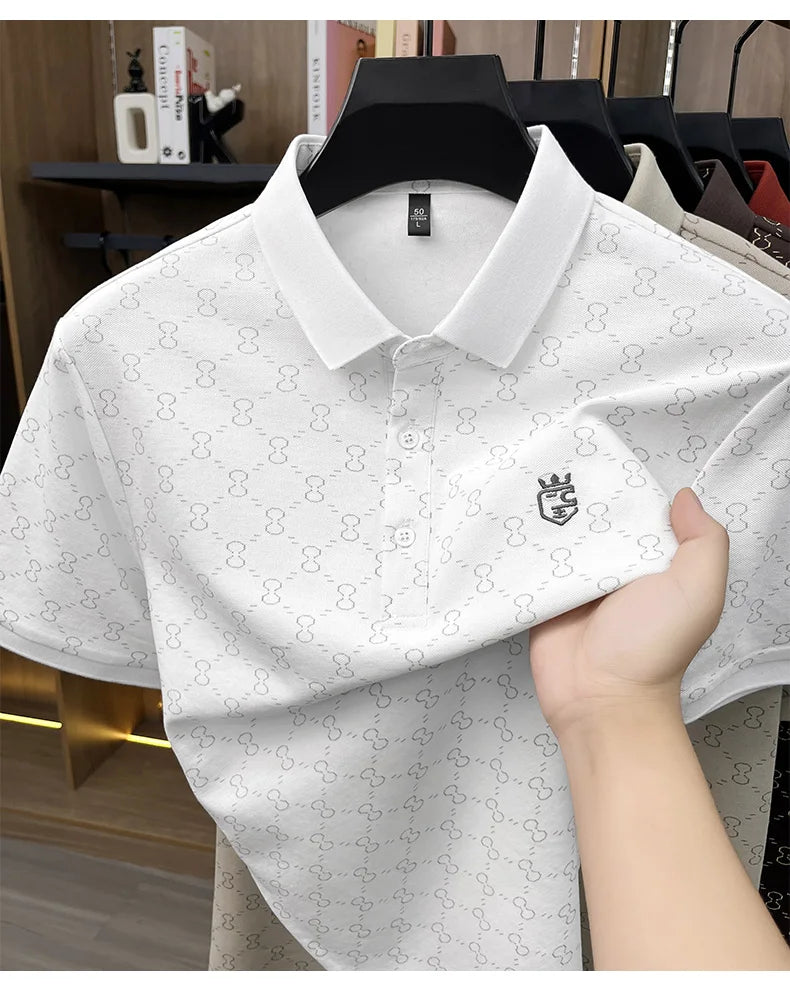 Designer brand short sleeve men's polo shirt new high-end printed summer breathable personalized fashion youth casual T-shirt