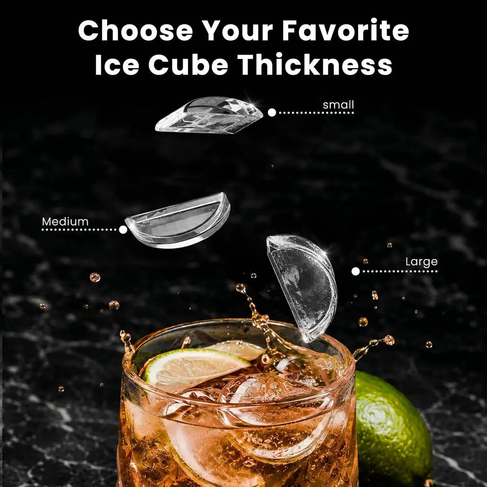 Crescent Ice Maker Countertop, 26.5 Lbs 24H, SelfCleaning, LED Display, Timer, Adjustable Ice Thickness, Portable Ice Machine f