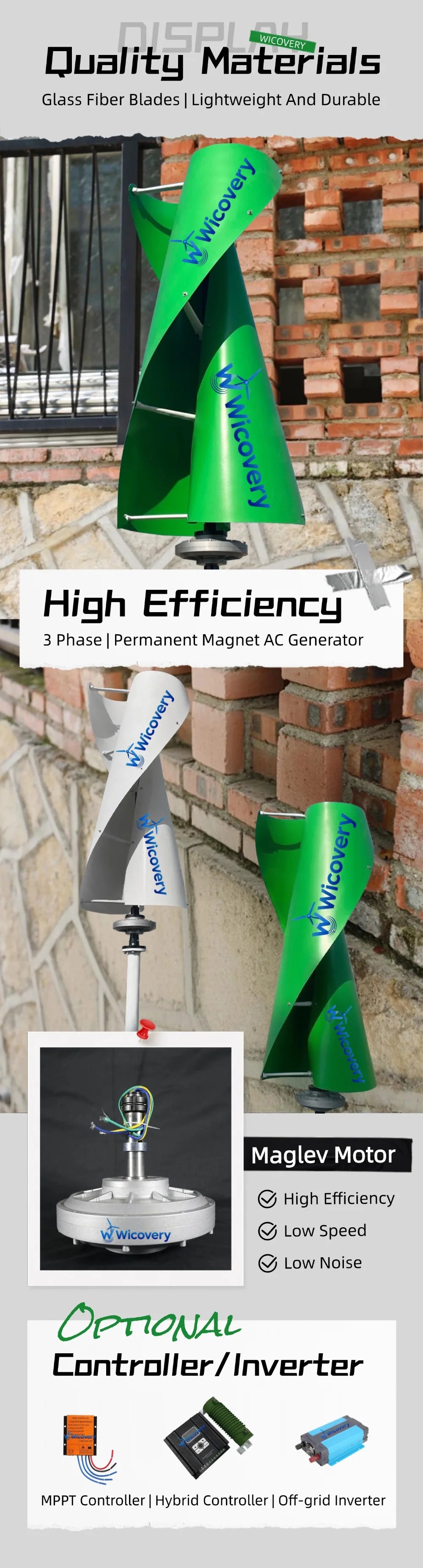 10000W 15KW 20KW Low Speed Vertical Axis Wind Turbine 12V 24V 48V High Power Off-grid Grid Connection Wind Controller for Home