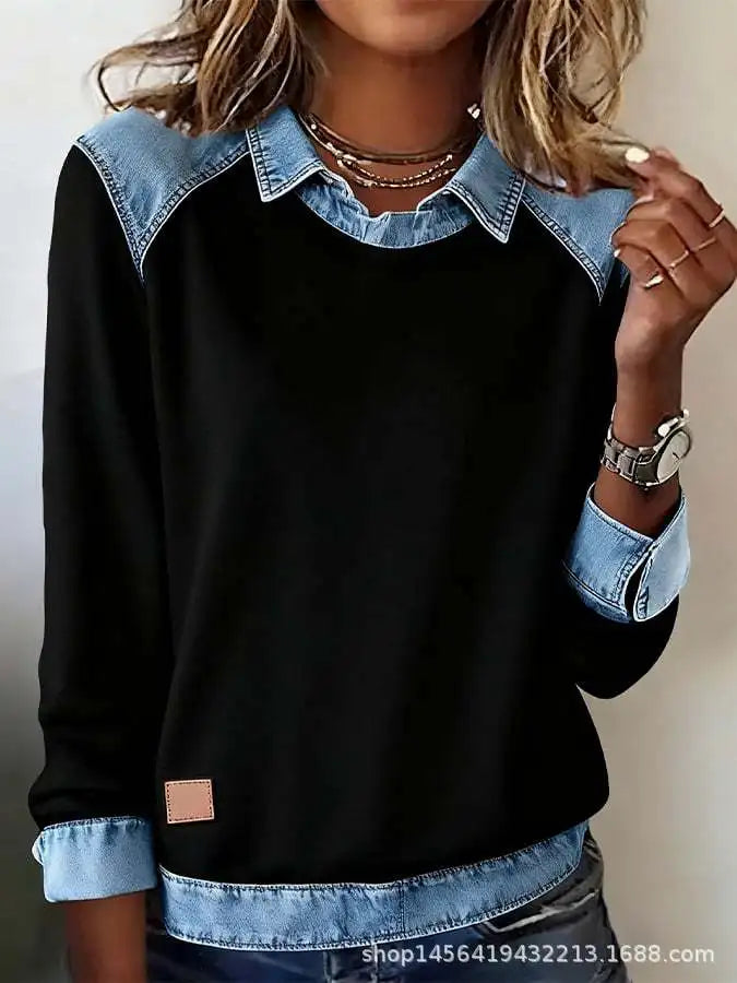 Pull Automne Femme Lapel Long Sleeve Fashionable Autumn And Winter Versatile Patchwork Pullover Womens Loose Knitted Sweater Top