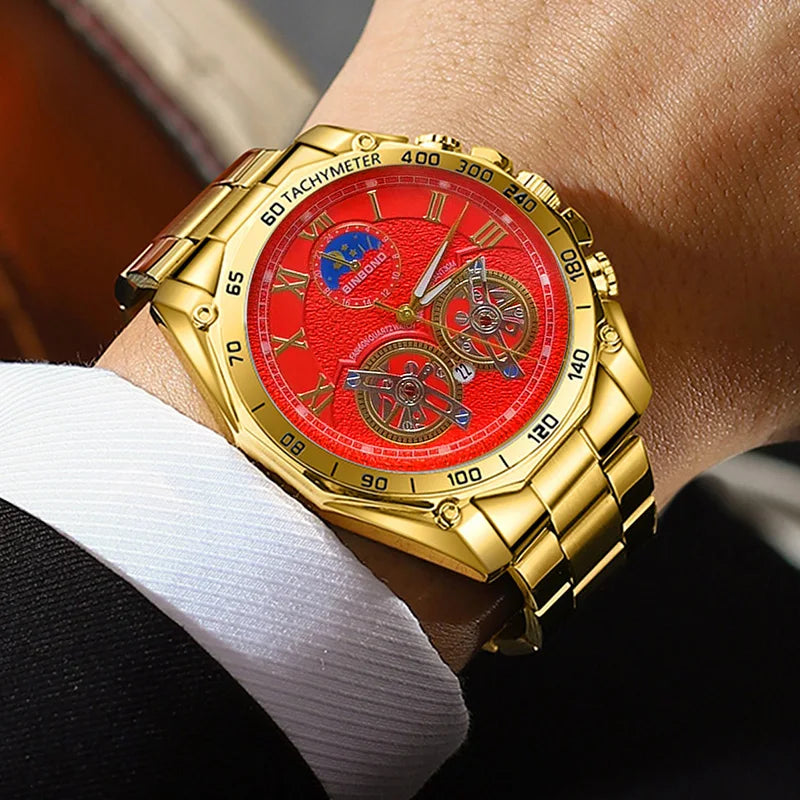 BINBOND Men Quartz Watch Luxury Analog Decorative Dial Military Sports Wristwatch Waterproof Casual Outdoor Men's Wrist Watch