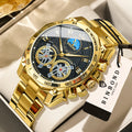 BINBOND Luminous Quartz Watches for Men Luxury Waterproof Accurate Auto Date Men's Watch Sturdy Stainless Steel Casual Reloj