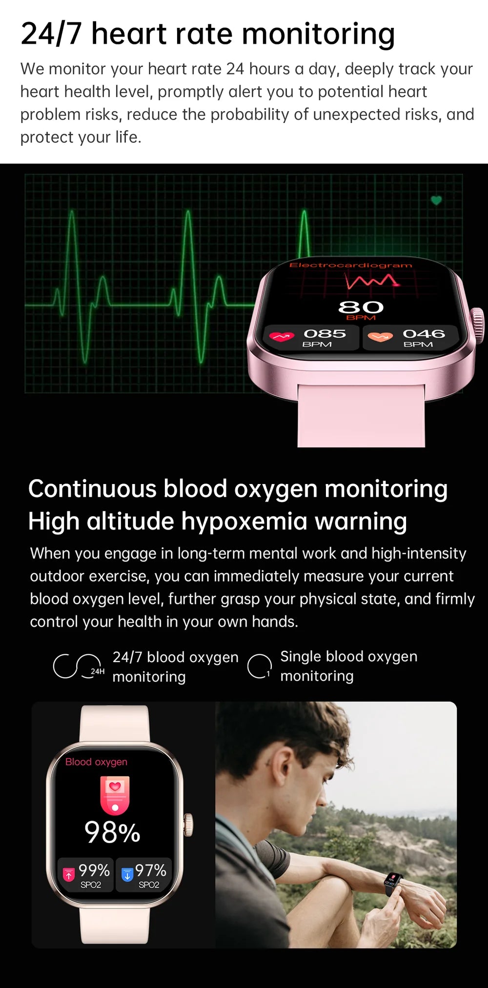LIGE Smart Watches Ladies Bluetooth Call Sport Bracelet for Android IOS Women‘s Health Monitor Gift Music Clock Smartwatch Pink