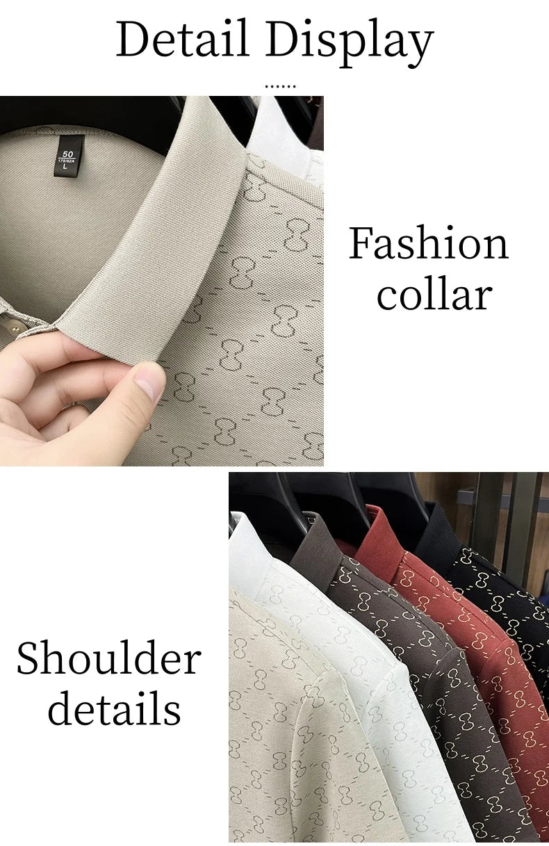 Designer brand short sleeve men's polo shirt new high-end printed summer breathable personalized fashion youth casual T-shirt
