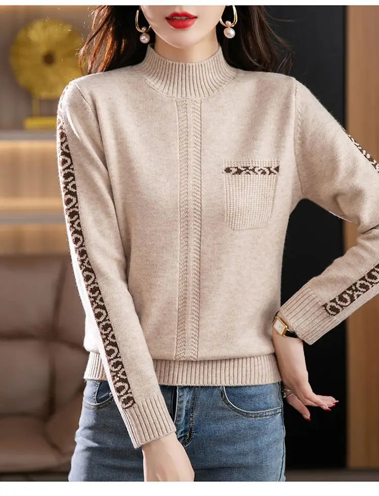 Pull Femme New High Collar Ladies Pullovers Long Sleeve Autumn Winter Knitwears Vintage Warm Sweaters For Women 2026 Bottom Tops