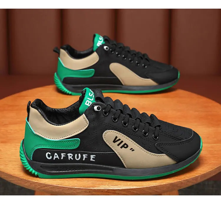 Sneakers Casual Men Retro Running Shoes Fashion Microfiber Leather Fabric Breathable Height Increased Flat Platform Board Shoes