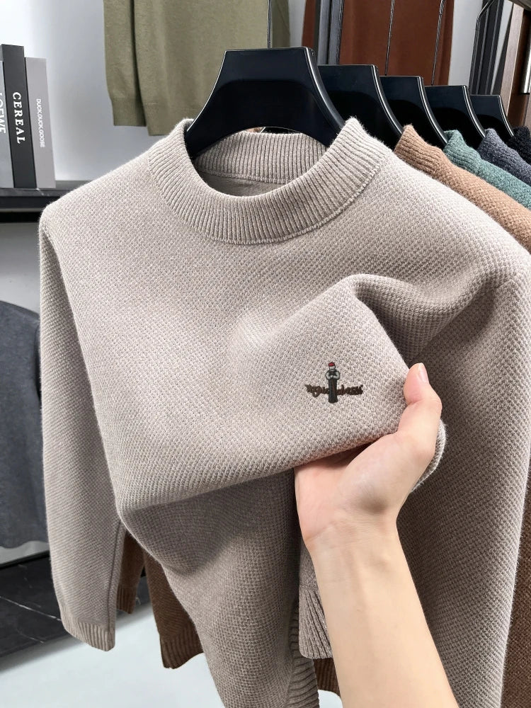 Luxury Trend Brand Pullover Men's knitted New High-quality Korean exquisite embroidery comfort round neck fashion golf sweater