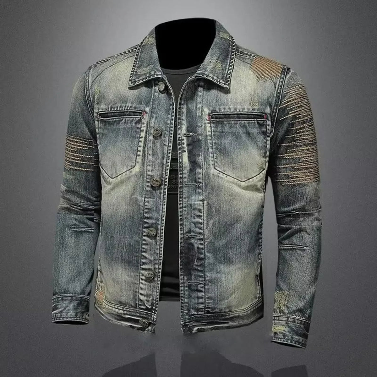2026 Vintage Denim Jacket With Zip Stand Up Cotton Slim Fit Denim Coat Winter Fashion New Men'S Cotton Jacket Winter Jacket Men