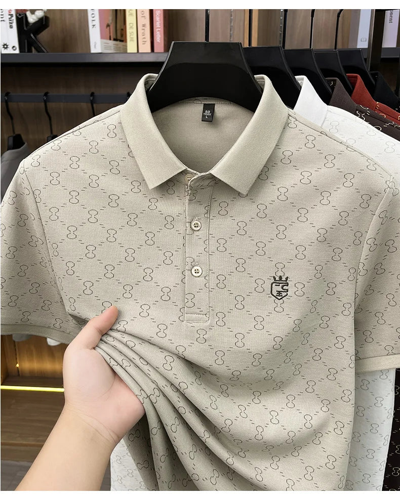 Designer brand short sleeve men's polo shirt new high-end printed summer breathable personalized fashion youth casual T-shirt