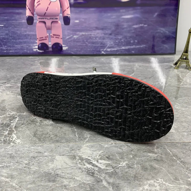 Men Chunky Sneakers Fashion Casual Secondary Leather Cowhide Fabric Breathable Increased Internal Cover Bottom Platform Shoes