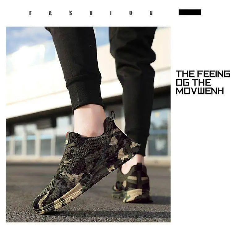 Unisex Camouflage Hiking Shoes Outdoor Training Worksite Safety Shoes Spring Summer Cotton Lined Leather Casual Shoes