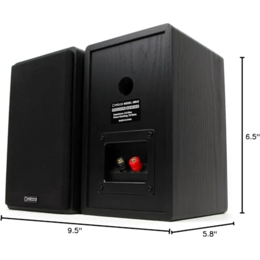 MB42 Bookshelf Speakers for Home Theater Surround Sound, Stereo, and Passive Near Field Monitor, 2-Way Black, Pair