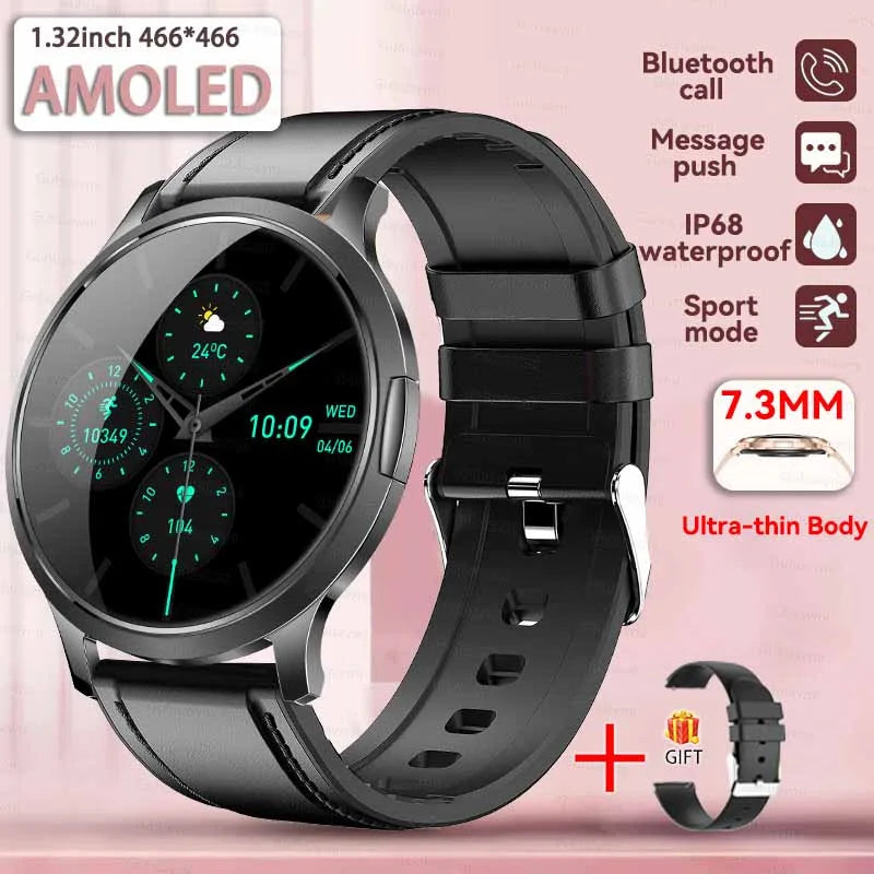 New Smart Watch Women 1.32"Ultra-thin AMOLED HD Screen Sport Fitness Bracelet Custom Watch Face Bluetooth Call Luxury Smartwatch