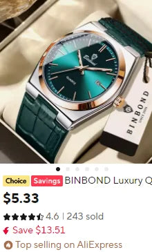 BINBOND Luxury Quartz Watches For Men Luminous Waterproof Auto Date Chronograph Men's Watch Business Sport Fashion Casual Reloj