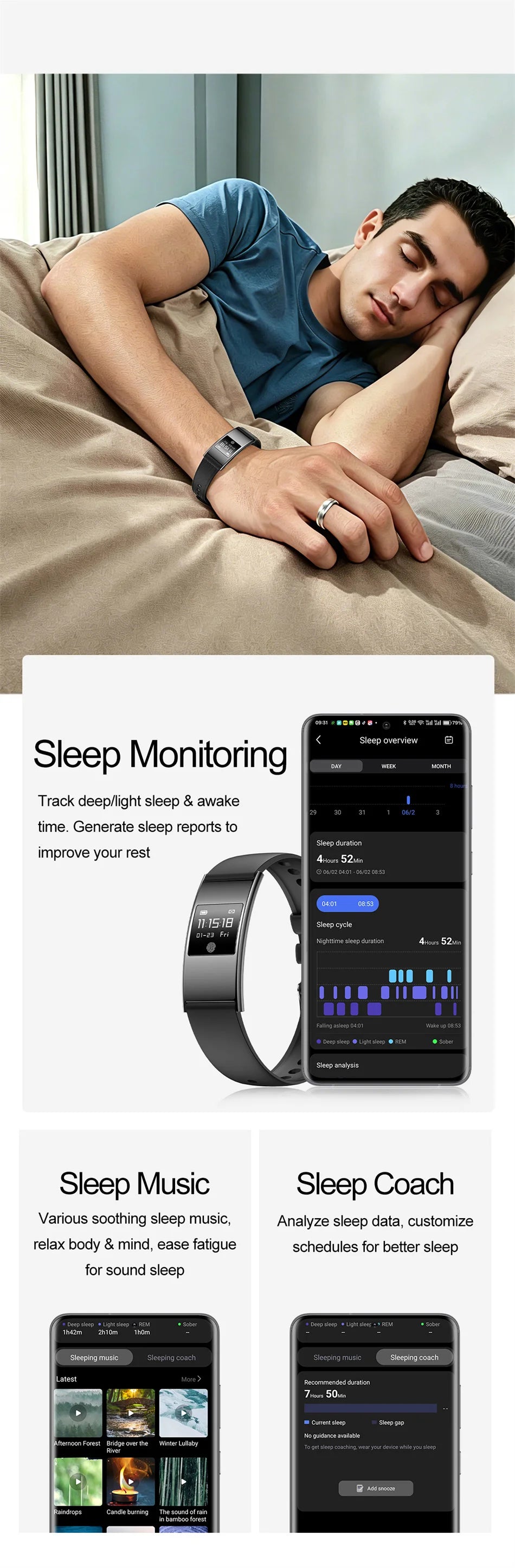 2026New 4.9mm Ultra-Thin SmartBracelet 24/7Health Monitoring IP68 Waterproof  Sports Mode Bluetooth Call Smart Bracelet Women