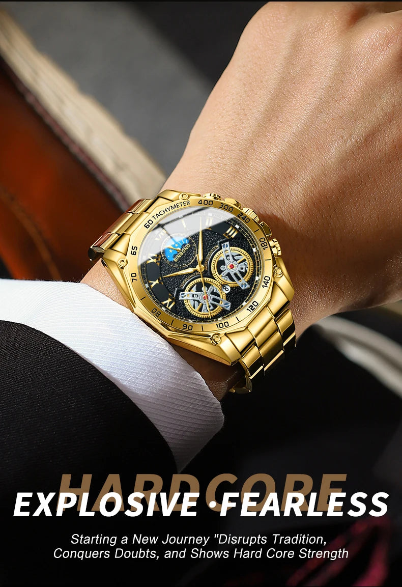 BINBOND Men Quartz Watch Luxury Analog Decorative Dial Military Sports Wristwatch Waterproof Casual Outdoor Men's Wrist Watch