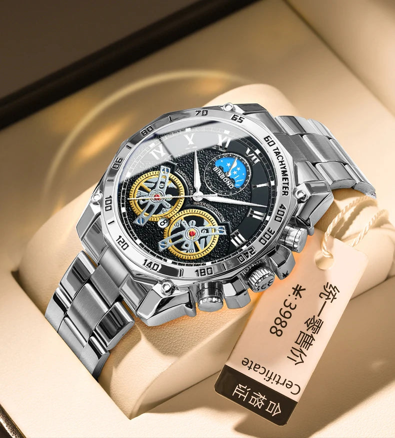 BINBOND Men Quartz Watch Luxury Analog Decorative Dial Military Sports Wristwatch Waterproof Casual Outdoor Men's Wrist Watch