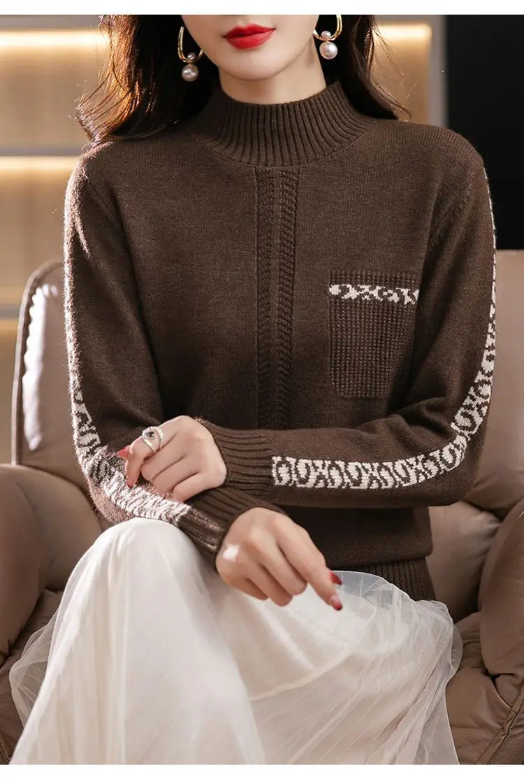 Pull Femme New High Collar Ladies Pullovers Long Sleeve Autumn Winter Knitwears Vintage Warm Sweaters For Women 2026 Bottom Tops