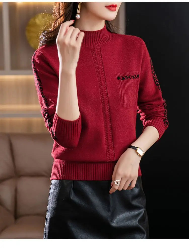 Pull Femme New High Collar Ladies Pullovers Long Sleeve Autumn Winter Knitwears Vintage Warm Sweaters For Women 2026 Bottom Tops