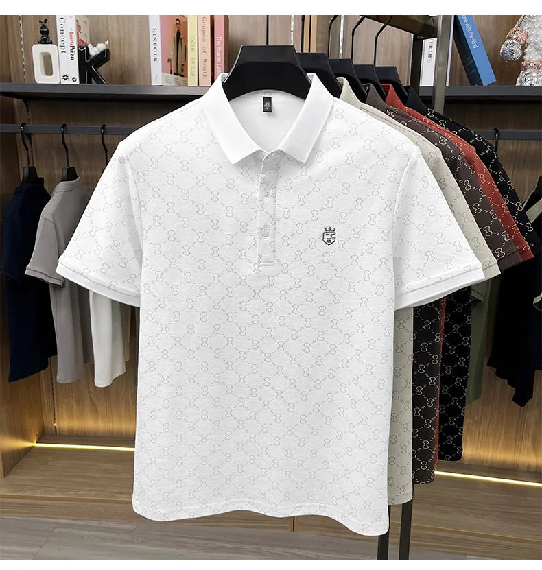 Designer brand short sleeve men's polo shirt new high-end printed summer breathable personalized fashion youth casual T-shirt