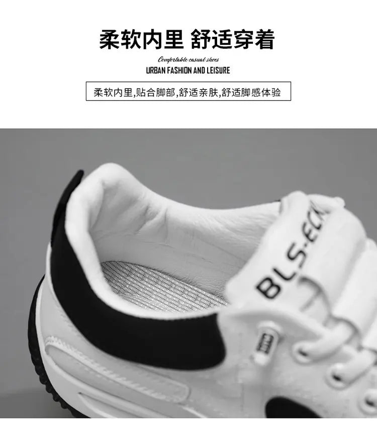Sneakers Casual Men Retro Running Shoes Fashion Microfiber Leather Fabric Breathable Height Increased Flat Platform Board Shoes