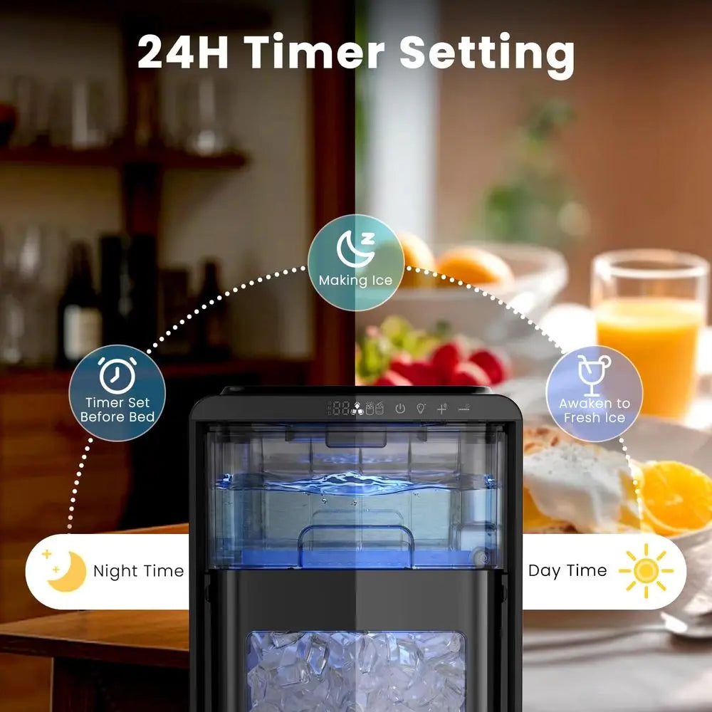 Crescent Ice Maker Countertop, 26.5 Lbs 24H, SelfCleaning, LED Display, Timer, Adjustable Ice Thickness, Portable Ice Machine f