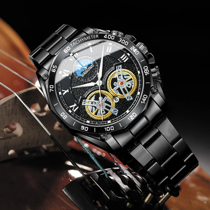 BINBOND Men Quartz Watch Luxury Analog Decorative Dial Military Sports Wristwatch Waterproof Casual Outdoor Men's Wrist Watch