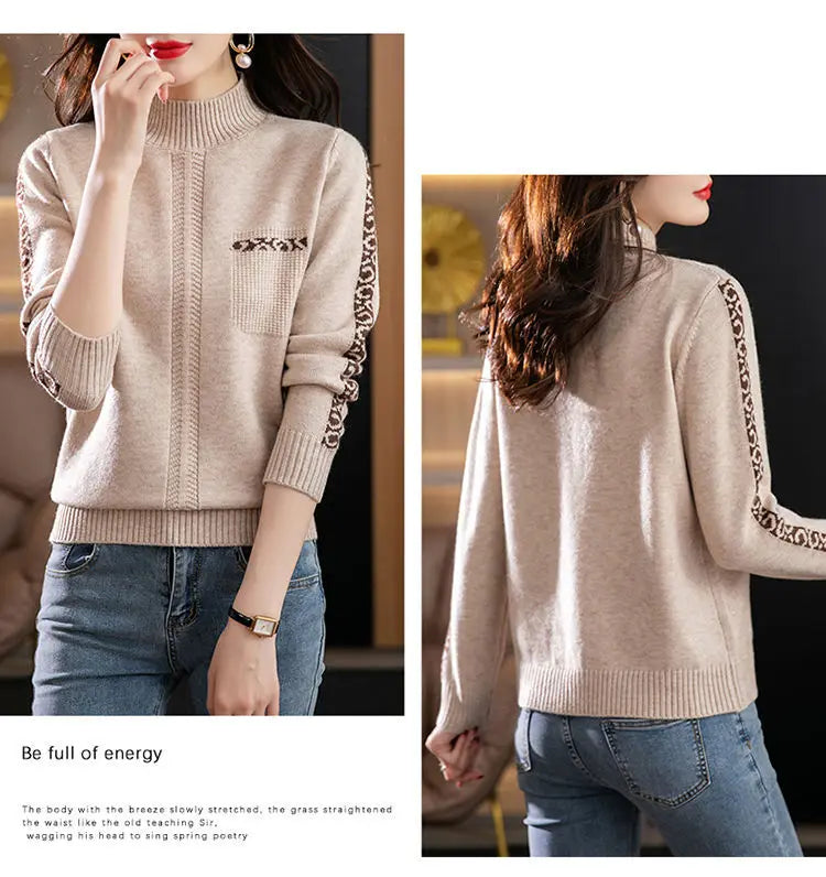 Pull Femme New High Collar Ladies Pullovers Long Sleeve Autumn Winter Knitwears Vintage Warm Sweaters For Women 2026 Bottom Tops