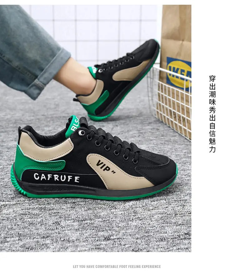 Sneakers Casual Men Retro Running Shoes Fashion Microfiber Leather Fabric Breathable Height Increased Flat Platform Board Shoes