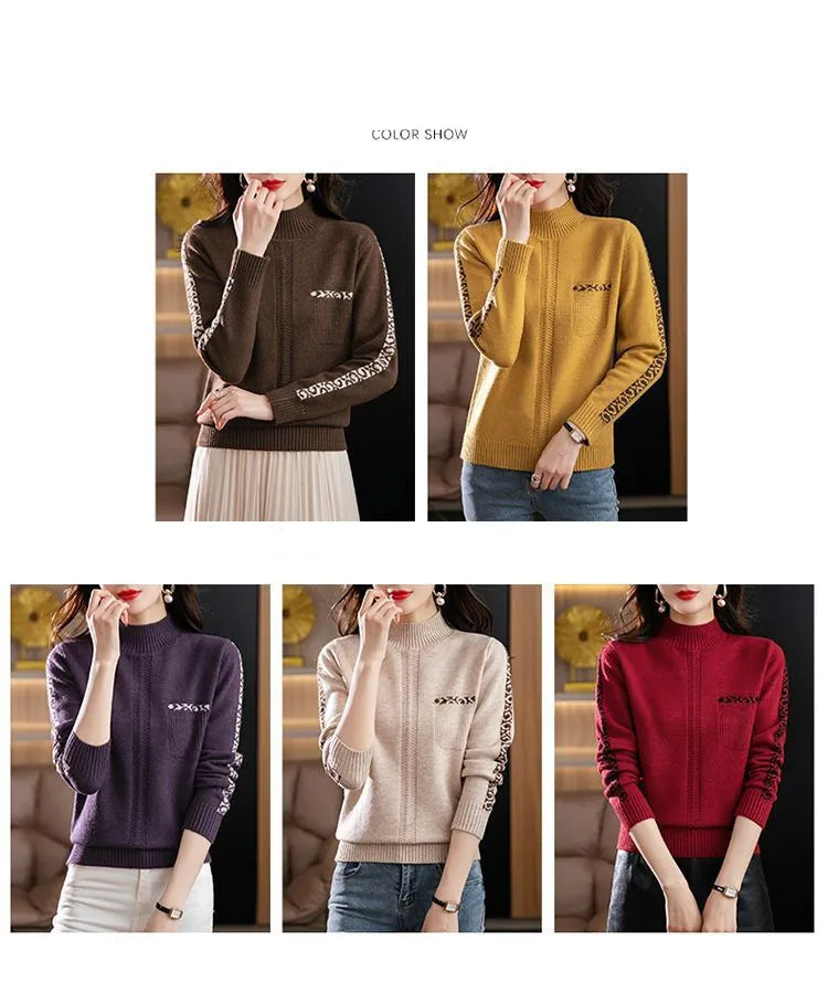 Pull Femme New High Collar Ladies Pullovers Long Sleeve Autumn Winter Knitwears Vintage Warm Sweaters For Women 2026 Bottom Tops