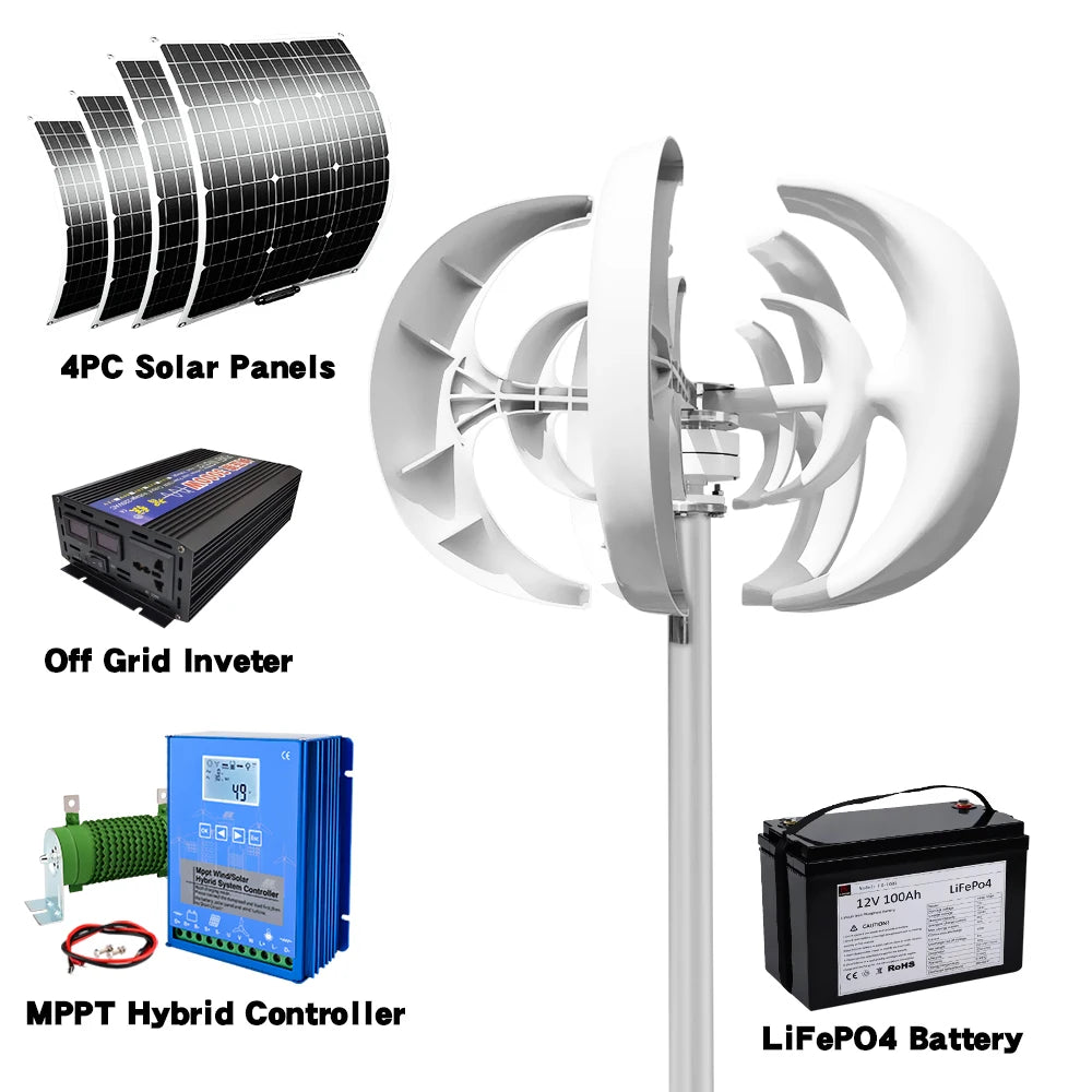 Rapid Delivery Of 3000W 24V 48V Vertical Wind Turbine Household Low Noise And Efficient Solar Cell System in Poland