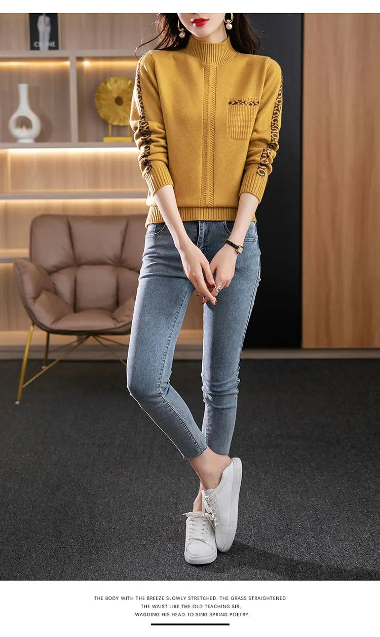 Pull Femme New High Collar Ladies Pullovers Long Sleeve Autumn Winter Knitwears Vintage Warm Sweaters For Women 2026 Bottom Tops