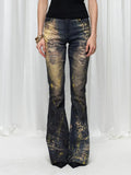 Women's Gothic Y2k Flared Jeans Summer Harajuku Trashy Ripped Denim Trousers Streetwear Baggy Jean Pants Vintage Emo Clothes