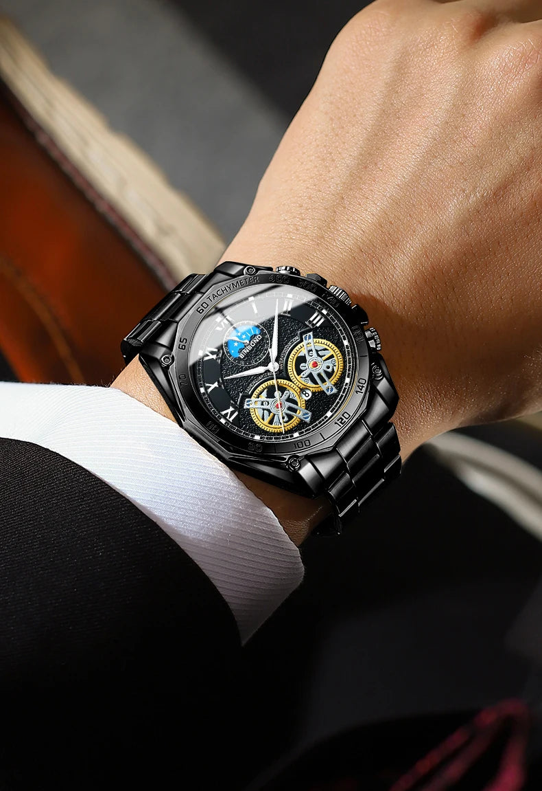 BINBOND Men Quartz Watch Luxury Analog Decorative Dial Military Sports Wristwatch Waterproof Casual Outdoor Men's Wrist Watch