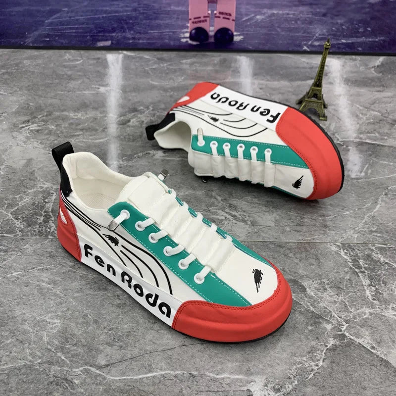 Men Chunky Sneakers Fashion Casual Secondary Leather Cowhide Fabric Breathable Increased Internal Cover Bottom Platform Shoes