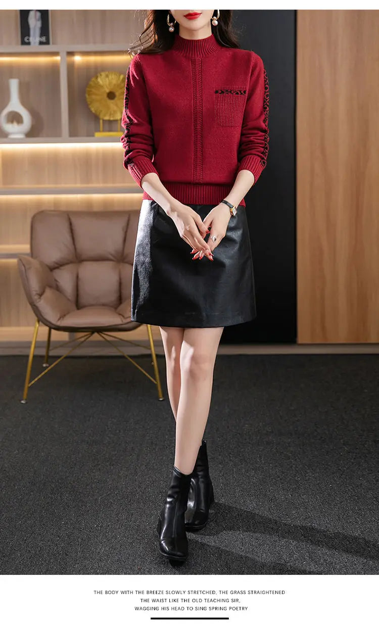 Pull Femme New High Collar Ladies Pullovers Long Sleeve Autumn Winter Knitwears Vintage Warm Sweaters For Women 2026 Bottom Tops
